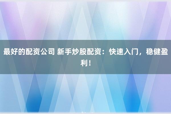 最好的配资公司 新手炒股配资：快速入门，稳健盈利！