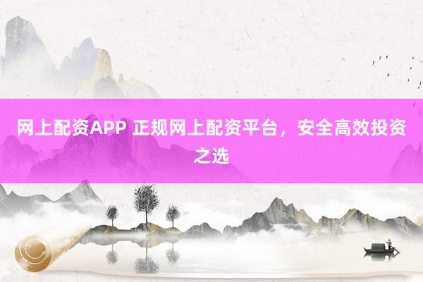 网上配资APP 正规网上配资平台，安全高效投资之选