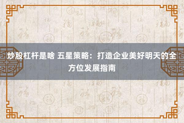 炒股杠杆是啥 五星策略：打造企业美好明天的全方位发展指南