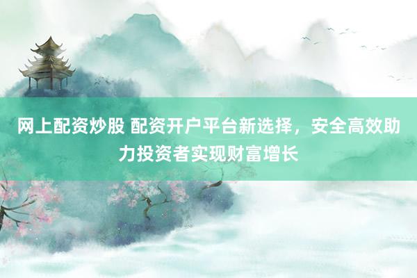 网上配资炒股 配资开户平台新选择，安全高效助力投资者实现财富增长
