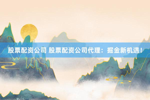 股票配资公司 股票配资公司代理：掘金新机遇！