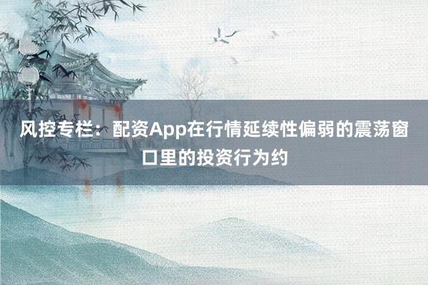 风控专栏：配资App在行情延续性偏弱的震荡窗口里的投资行为约