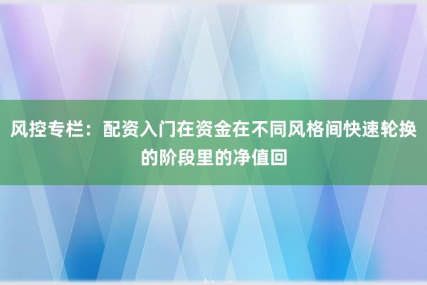 风控专栏:配资入门在资金在不同风格间快速轮换的阶段里的净值回