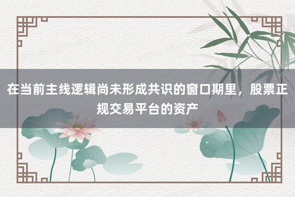 在当前主线逻辑尚未形成共识的窗口期里，股票正规交易平台的资产
