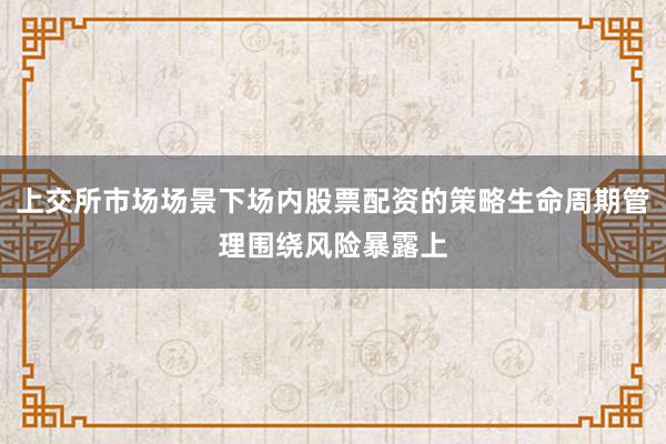 上交所市场场景下场内股票配资的策略生命周期管理围绕风险暴露上