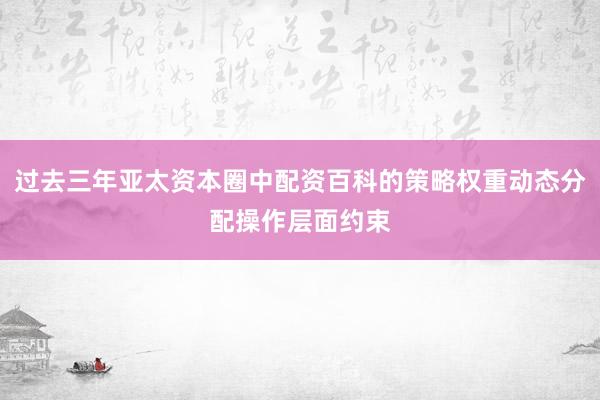 过去三年亚太资本圈中配资百科的策略权重动态分配操作层面约束