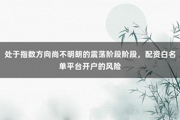 处于指数方向尚不明朗的震荡阶段阶段，配资白名单平台开户的风险