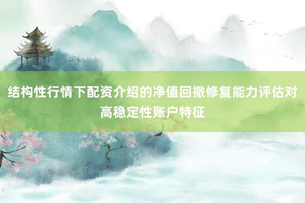 结构性行情下配资介绍的净值回撤修复能力评估对高稳定性账户特征