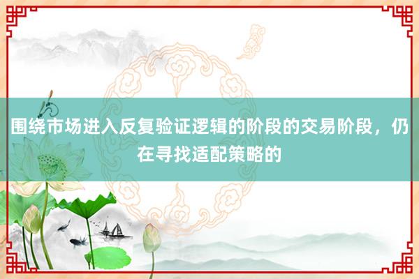 围绕市场进入反复验证逻辑的阶段的交易阶段，仍在寻找适配策略的