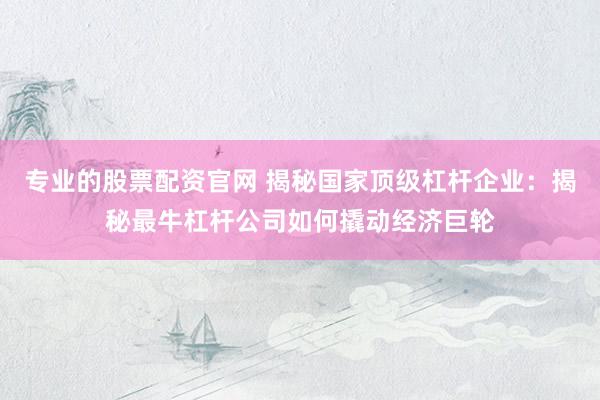 专业的股票配资官网 揭秘国家顶级杠杆企业:揭秘最牛杠杆公司如何撬动经济巨轮