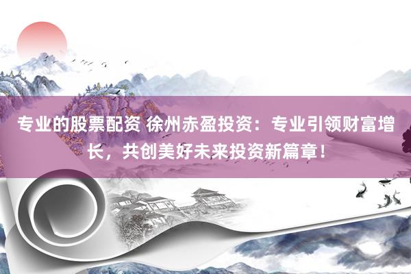 专业的股票配资 徐州赤盈投资：专业引领财富增长，共创美好未来投资新篇章！