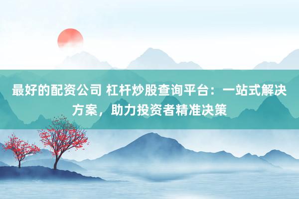 最好的配资公司 杠杆炒股查询平台：一站式解决方案，助力投资者精准决策