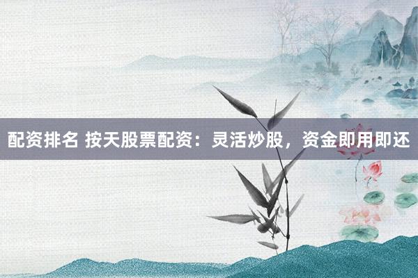 配资排名 按天股票配资：灵活炒股，资金即用即还
